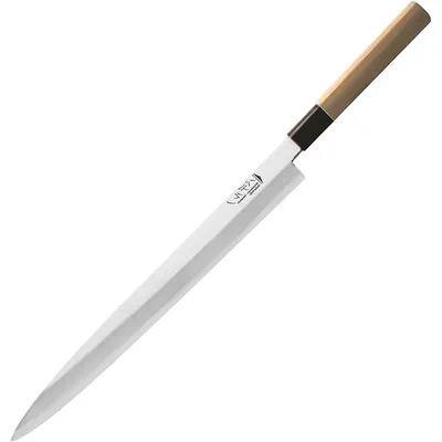 Нож янагиба для суши,сашими сталь нерж.,бук ,L=490/320,B=35мм св. дерево,металлич.