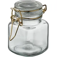 Square jar with lid  glass, silicone  100 ml , H=75, L=55, B=55mm  clear.