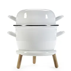 Подставка фуршетная для салатника металл,дерево D=18см белый, изображение 4