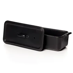 Форма для запекания «Бель Кузин» прямоугольная с крышкой фарфор 0,6л ,H=65,L=230,B=90мм черный, изображение 3