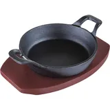Frying pan for fajitas with stand “Amber Cast”  cast iron, wood  D=160, H=47mm