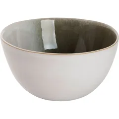 Salad bowl “Nordik”  ceramics  D=15cm  white, green.