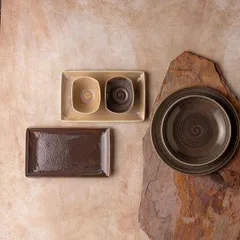 Блюдо сервировочное «Революшн Гранит» фарфор ,H=24,L=270,B=168мм серый,коричнев., изображение 2