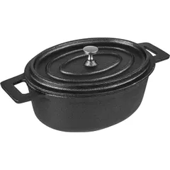 Кастрюля для запекания «Эмбер Каст» с крышкой чугун 0,8л ,H=7,L=18,B=14см черный