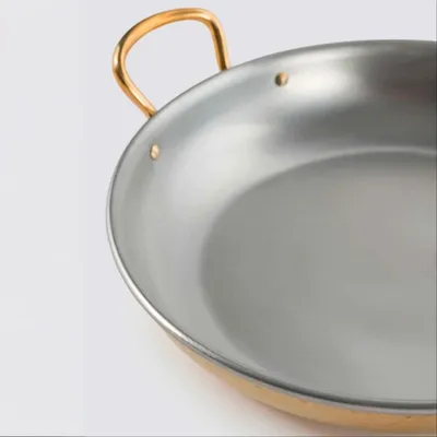 Сковорода для подачи «Бином» с двумя ручками с тиснением латунь,сталь нерж. 0,84л D=190,H=35мм золот, изображение 2