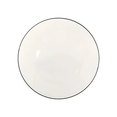 Тарелка безбортовая 23 см, белая с синим кантом