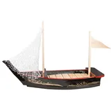 Блюдо для суши «Корабль» сосна,сталь ,H=36,5,L=60,B=18см св. дерево,черный