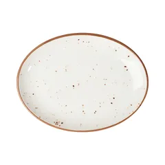 Блюдо «Париж» овальное фарфор ,L=25,B=19см белый,коричнев., Форма: Овальная