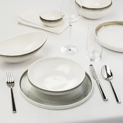 Тарелка «Айсио» с высоким бортом фарфор ,H=33,L=252,B=238мм белый,серый, изображение 4