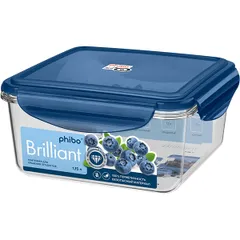 Container for products “Diamond” with a sealed lid  tritan  1.15 l , H=8, L=16, B=16 cm  transparent, blue