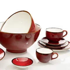 Блюдце «Джаспер» фарфор D=150/50,H=7,1мм белый,красный, изображение 2