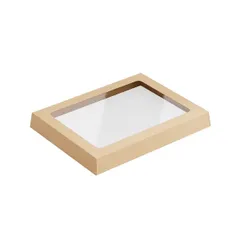 Крышка для бумажного контейнера OneClick 1000 мл картон,полипроп. ,L=15,B=20см св.корич.,прозр.