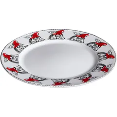 Тарелка «Мезень» Классик Кони плоская фарфор D=250,H=22мм белый,красный, изображение 2