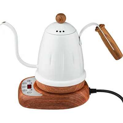 Чайник для приготовления кофе с контролем температуры сталь нерж.,бук 0,7л 1Квт белый, изображение 6