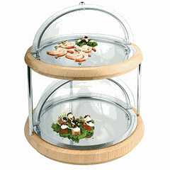 Buffet display case, 2 tiers, with 2 cooled electric tanks. stainless steel  wood, plastic  D=48, H=38cm