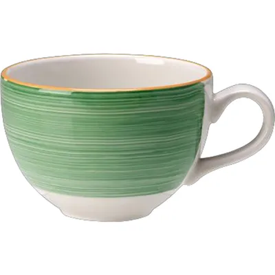 Чашка чайная «Рио Грин» фарфор 228мл D=9,H=6см белый,зелен., Объем по данным поставщика (мл): 228