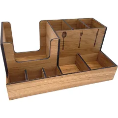 Organizer for cutlery (9 sections)  oak, varnish , H=14, L=31, B=18.5 cm  wooden.