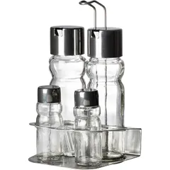 Набор для специй 4 предмета на подставке стекло,сталь нерж.