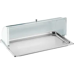 Поднос фуршетный с крышкой для выпечки металл ,H=21,5,L=53,B=32,5см прозр.