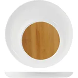 Блюдо для подачи бамбук,фарфор ,H=25,L=326,B=326мм св. дерево,белый