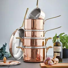 Кастрюля «15500» без крышки сталь нерж.,медь 6,3л D=24,H=14см медный,металлич., изображение 3