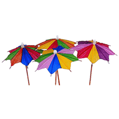 Украшения для коктейлей «Зонтик» на шпажках[100шт] бумага,дерево ,H=9см разноцветн.