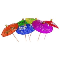 Украшения для коктейлей «Зонтик» на шпажках[100шт] бумага,дерево ,H=9см разноцветн.