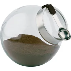 Container with spoon  glass, stainless steel  3.3 l  D=20, H=18, L=20, B=20 cm  transparent.
