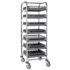 Trolley for cassettes, 7 tiers  stainless steel , H=170, L=70, B=63 cm  silver.