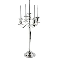 Candlestick “XXL” for 5 candles  metal , H=56, L=46, B=46 cm  silver.