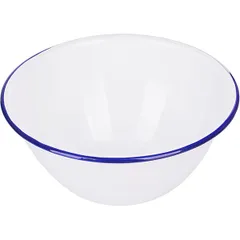 Enameled salad bowl  steel  0.9 l  D=170, H=65 mm  white, blue