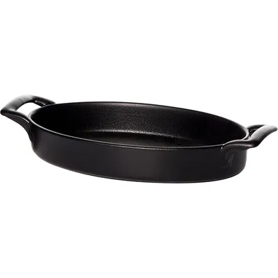 Форма для запекания овальная с ручками керамика ,H=35,L=200,B=125мм черный