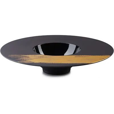 Тарелка «Сфера» керамика D=21,5см черный,золотой, изображение 2