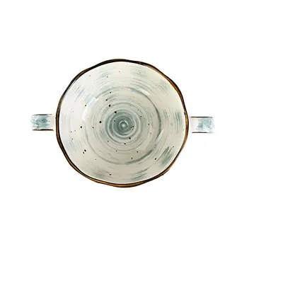 Чашка бульонная «Пастораль» фарфор 275мл D=100,H=53,L=147мм зелен., изображение 3