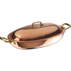 Paella pan with lid copper ,H=11cm copper