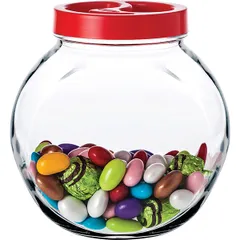 Банка «Бэлла» круглая с крышкой стекло,пластик 2л D=10,5,H=17см прозр.,белый, изображение 4