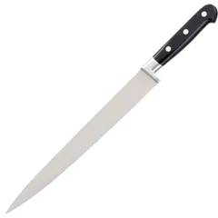 Knife for thin slicing  stainless steel, plastic , L=25cm  black, metal.