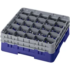 Кассета для бокалов 25 ячеек Dmax=87,Hmax=155мм полипроп. ,H=18,4,L=50,B=50см синий,серый