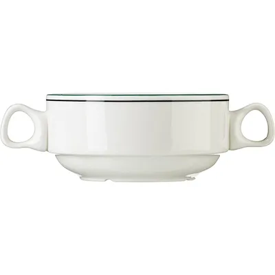 Чашка бульонная «Лагуна» фарфор 285мл D=105,H=60мм белый,зелен., изображение 2