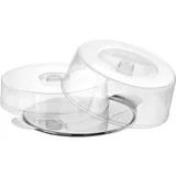 Подставка для торта с двумя крышками (h=7/11см) сталь нерж.,полистирол D=30см металлич.,прозр.