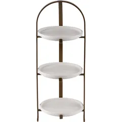 3-tier shelf with plates “Diana”  porcelain  D=12,H=33,L=13,B=13cm white