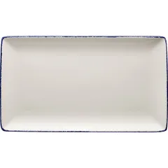 Dish "Blue Dapple" rectangular  porcelain , L=33, B=19cm  white, blue