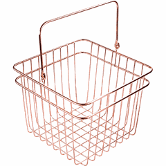 Корзина для хлеба с ручкой сталь нерж. ,H=21,L=24,B=24см медный