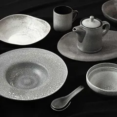 Тарелка глубокая «Млечный путь» фарфор 1,2л ,H=70,L=225,B=225мм черный,серый, изображение 2