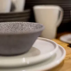 Салатник «Гранит» фарфор 0,5л D=150,H=55мм свет.-сер.,матовый, изображение 2