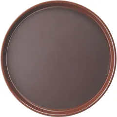 Поднос прорезиненный круглый «Проотель» полипроп. D=35,5/32,5см коричнев.