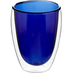 Бокал для горячих напитков «Проотель» двойные стенки термост.стекло 350мл D=85мм синий, изображение 2