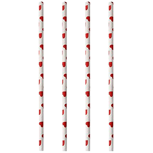 Трубочки «Сердечки» без сгиба[100шт] бумага D=6,L=200мм белый,красный