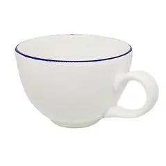 Чашка 230 мл, белая с синим кантом