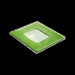 Plate “Border” square  glass , H=21, L=130, B=130mm  clear, green.